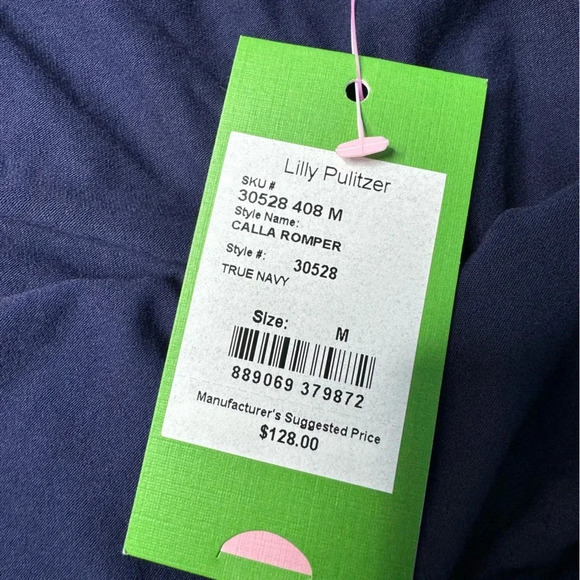 Lilly Pulitzer Calla Off the Shoulder Romper True Navy Blue - Picture 6 of 7